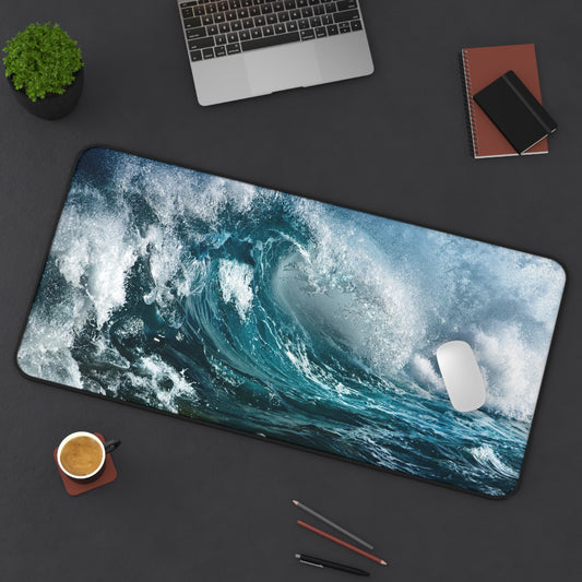 Ocean Wave Mousepad - Stunning Sea Wave Pattern Deskmat - Large Gaming Deskpad