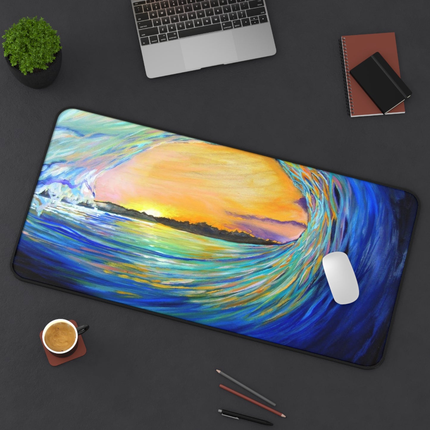 Ocean Wave Mousepad - Stunning Sea Wave Pattern Deskmat - Large Gaming Deskpad