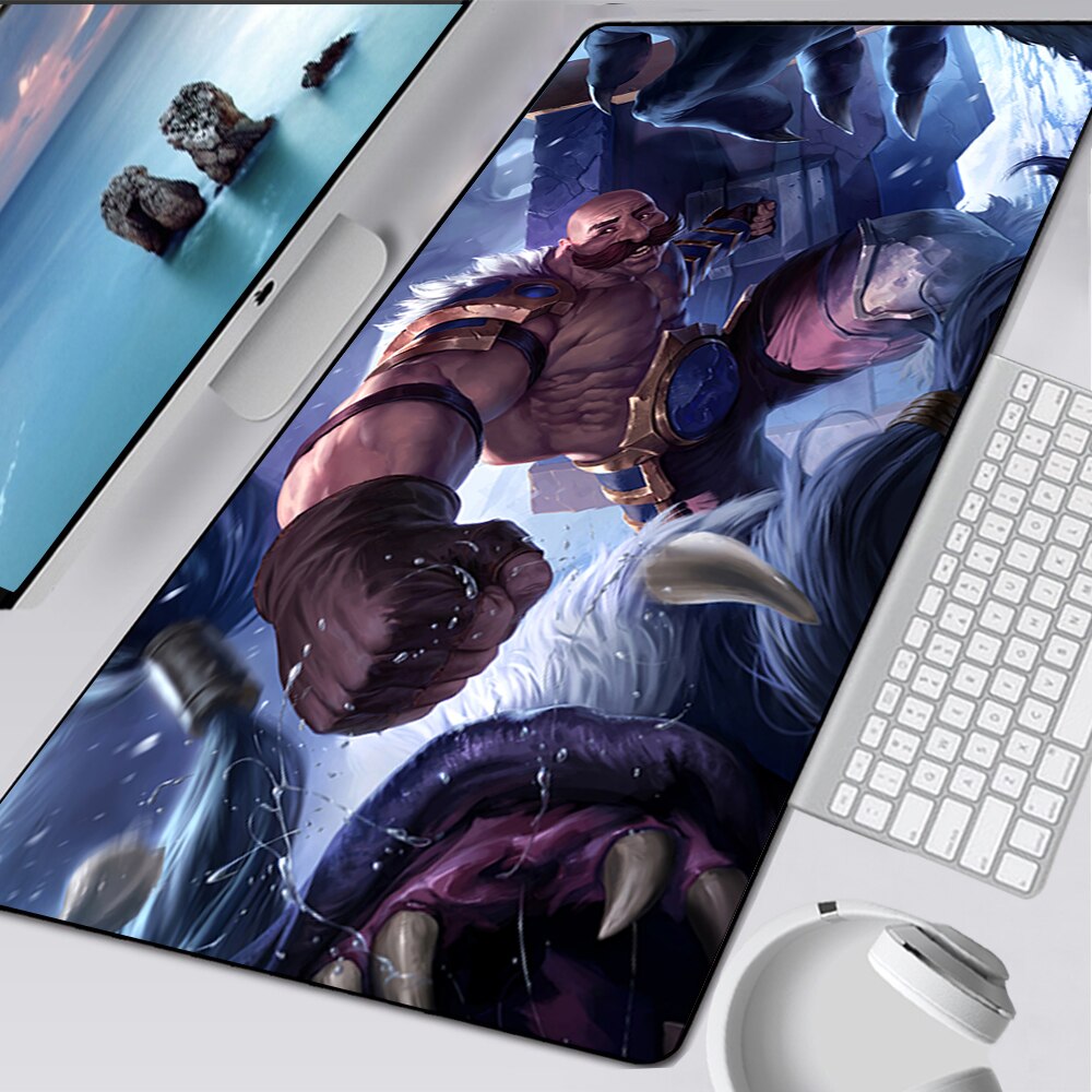 LoL Braum Mousepad Collection All Skins, Dragon Slayer,  Santa, Lionheart, El Tigre, Crime City, Sugar Rush, League of Legends Deskmat Gift