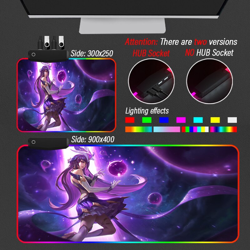 League of Legends Collection 3 Mouse Pad Anime Gaming RGB LOL Mat 4 Port USB Customized Mousepad - League of Legends Fan Store