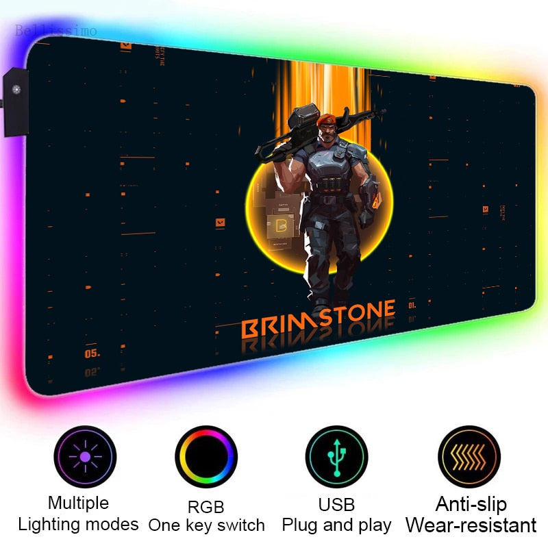 Valorant Rgb Gaming Mousepad All Agents ll - Jett Raze Phoenix Brimstone Mousepad