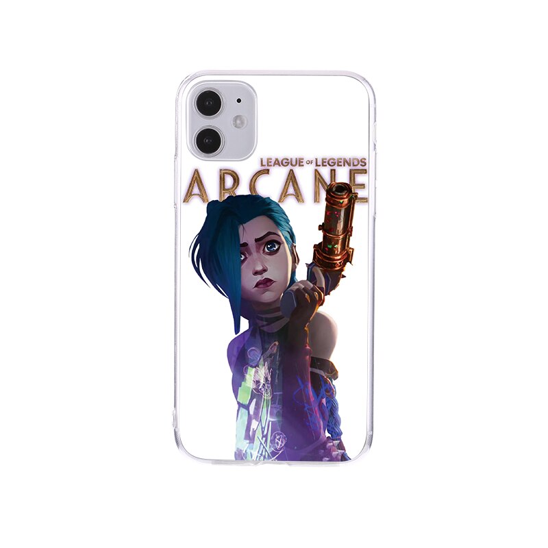 Collection 1 League of Legends Cartoon Arcane Jinx Phone Case For iPhone 11 12 13 Pro Max Mini XR XS X 8 7 Plus Sofe TPU Phone Cover Funda - League of Legends Fan Store