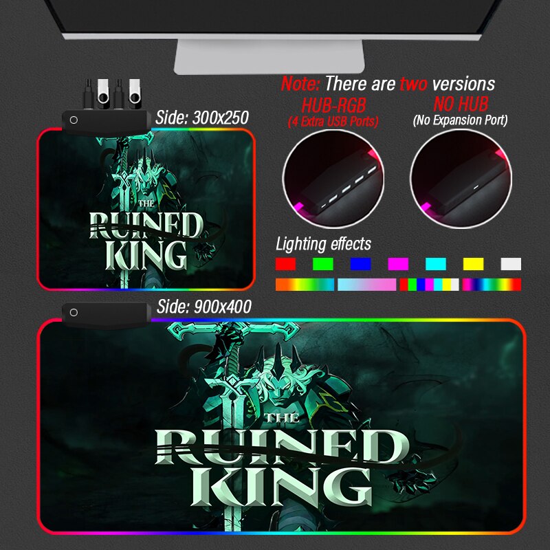 League of Legends Collection 12 RGB Gaming Ruined King A League Of Legends Story Mousepad HUB Custom 4 USB Port JINX Mouse Pad With Backlit Mat - League of Legends Fan Store