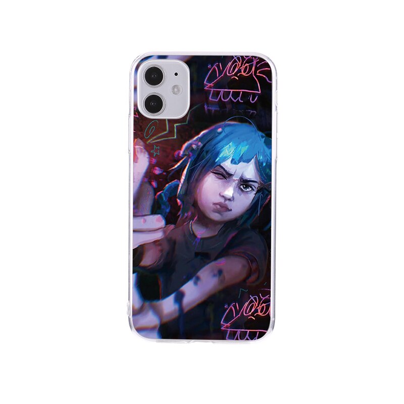 League of Legends Cartoon Arcane Jinx Phone Case For iPhone 11 12 13 Pro Max Mini XR XS X 8 7 Plus Sofe TPU Phone Cover Funda - League of Legends Fan Store