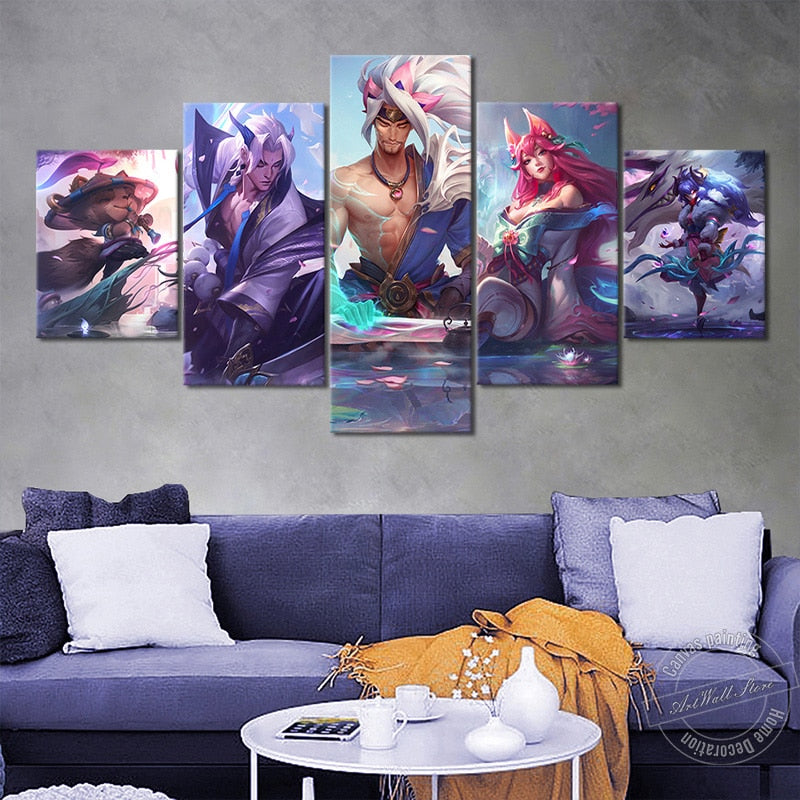 "New Spirit Blossom" Skins Yasuo Ahri Yone Teemo Kindred Poster - Canvas Painting - League of Legends Fan Store