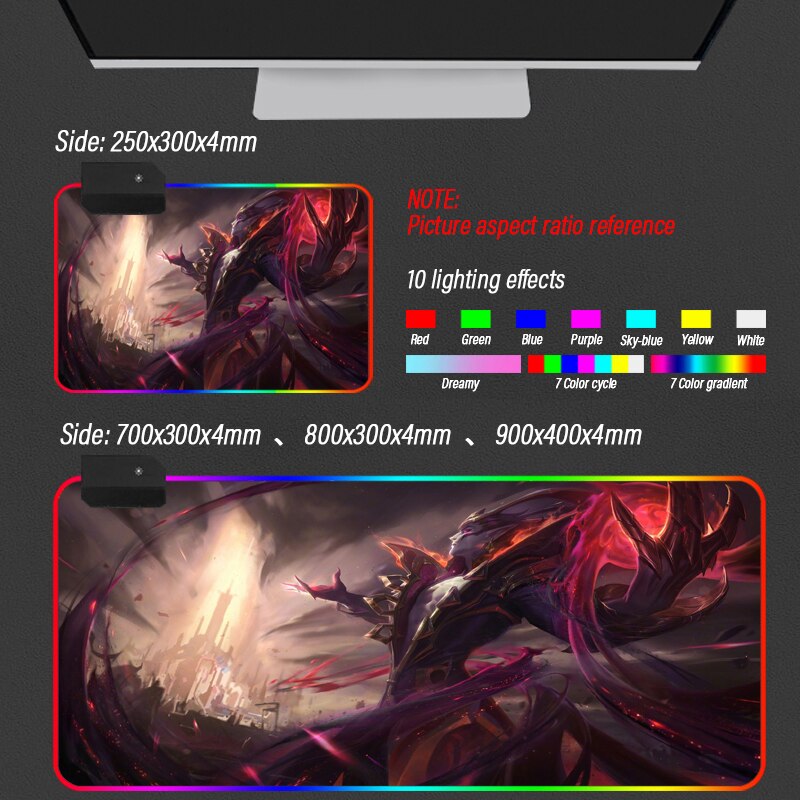 League of Legends Collection 4 RGB Gaming Mouse Pad LOL Anti-Slip Rubber Base Computer Keyboard LED MousePad For PC Desk Support DIY - League of Legends Fan Store