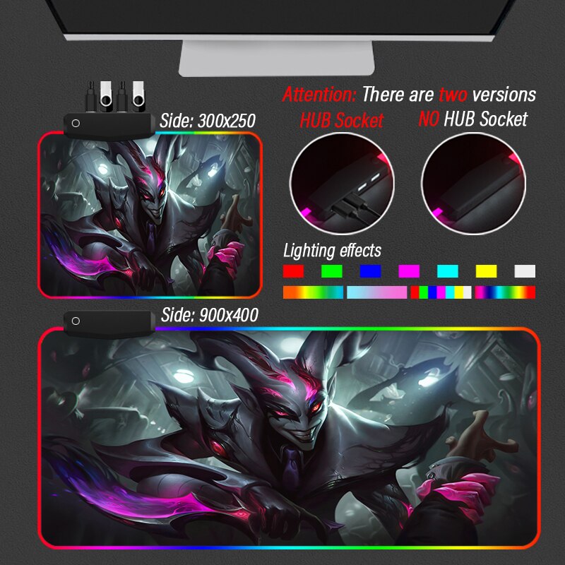 League of Legends Collection 9 RGB Mousepad Large LOL 10th Original Painting LED Mouse Pad With HUB 4 Port USB Mat Desk Mat - League of Legends Fan Store