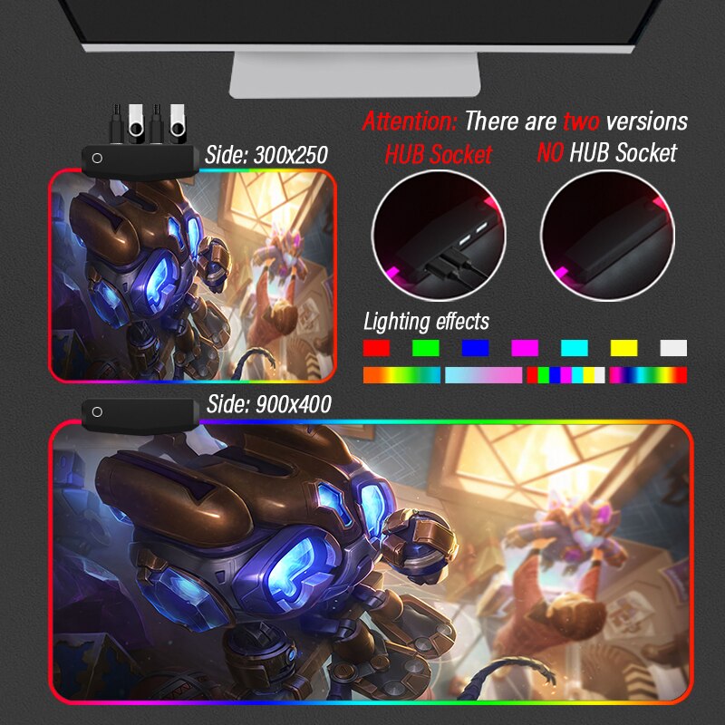 League of Legends Collection 20 RGB Mouse Pad League of Legends LED Gradient Washable Backlit Mat With Hub 4 Port USB - League of Legends Fan Store