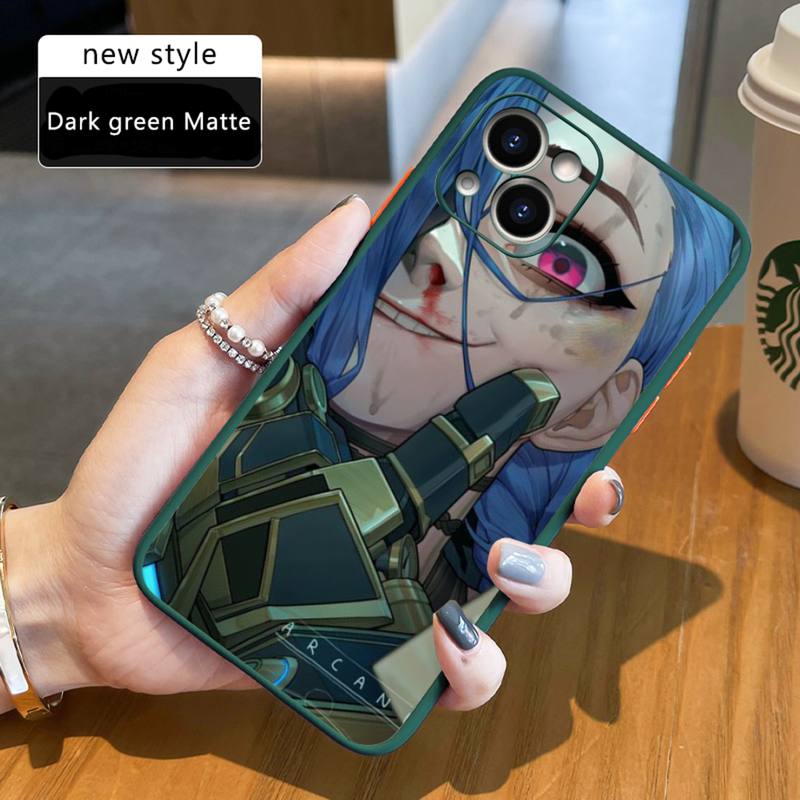 Arcane jinx Phone Case For iPhone 12 11 Mini Pro XR XS Max 7 8 Plus X Matte transparent Back Cover - League of Legends Fan Store