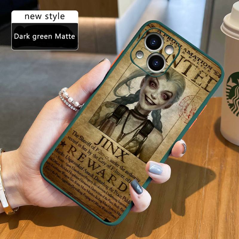 Arcane jinx Phone Case For iPhone 12 11 Mini Pro XR XS Max 7 8 Plus X Matte transparent Back Cover - League of Legends Fan Store