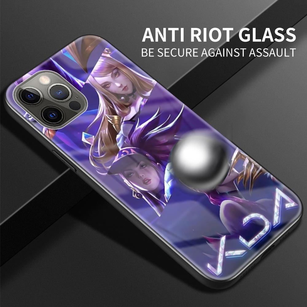 Collection 2 Glass Case For Apple iPhone 11 Pro Max 12 Mini 8 7 XS XR X 6 6S Plus SE 2020 Phone Cover Fundas Capa League Legends LOL Kda - League of Legends Fan Store