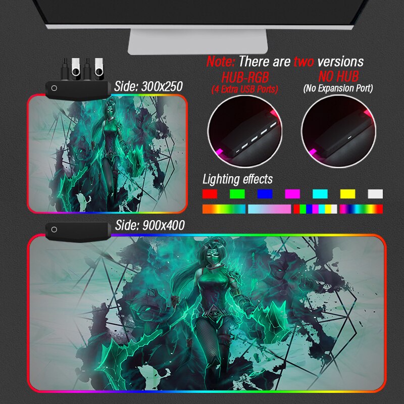 League of Legends Collection 1 LED Mousepad Ruined King A League Of Legends Story RGB Custom Arcane LOL Desk Mouse Pad With HUB 4 Port USB - League of Legends Fan Store