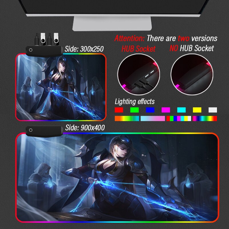 League of Legends Collection 22 RGB Mousepad HUB 4 Port USB LOL Yasuo Led Locking Edge Carpet XXL90x40cm  Mouse Pad - League of Legends Fan Store