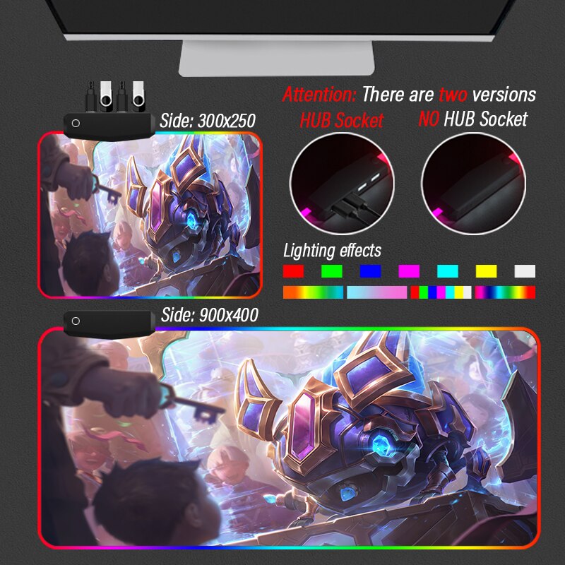 League of Legends Collection 20 RGB Mouse Pad League of Legends LED Gradient Washable Backlit Mat With Hub 4 Port USB - League of Legends Fan Store