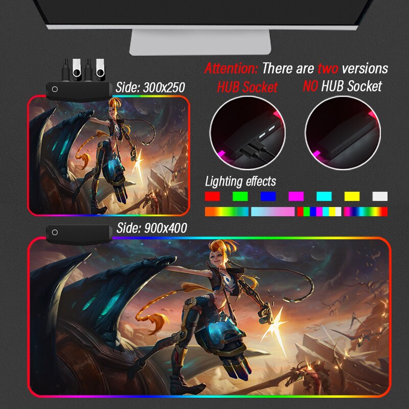 Ziggs Kayn Jinx Ekko Malphite Karma RGB Mouse Pad Collection - League of Legends Fan Store