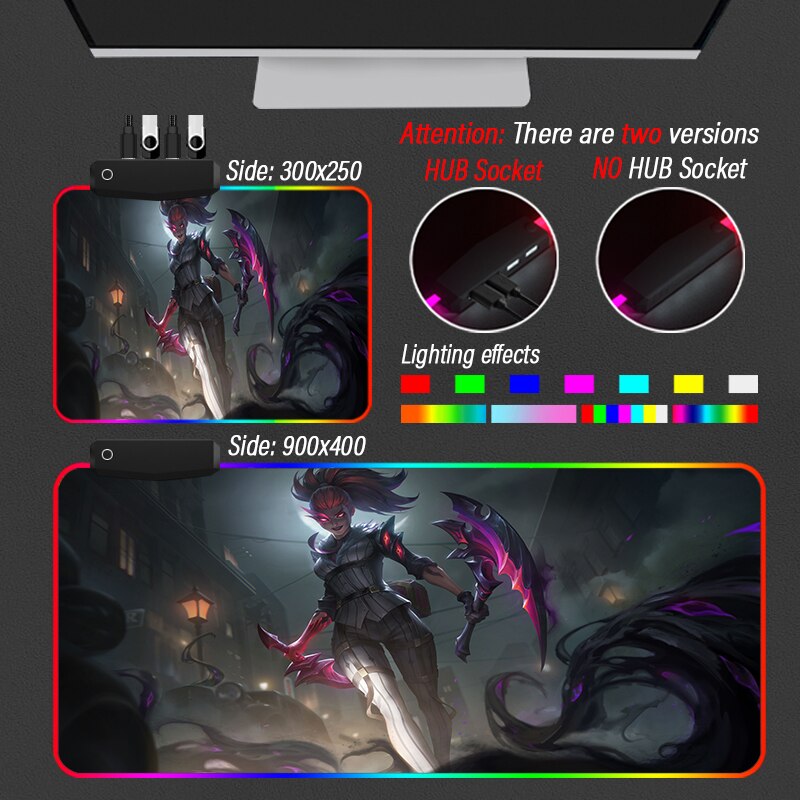 League of Legends Collection 9 RGB Mousepad Large LOL 10th Original Painting LED Mouse Pad With HUB 4 Port USB Mat Desk Mat - League of Legends Fan Store