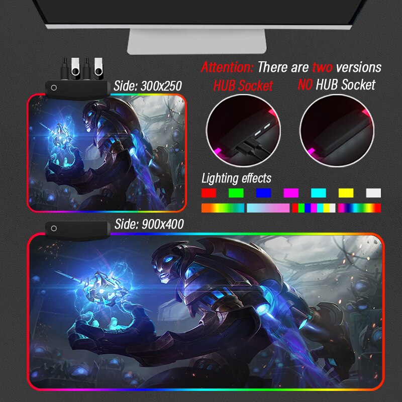 League of Legends Collection 20 RGB Mouse Pad League of Legends LED Gradient Washable Backlit Mat With Hub 4 Port USB - League of Legends Fan Store