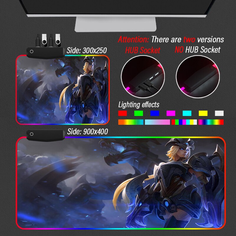 League of Legends Collection 22 RGB Mousepad HUB 4 Port USB LOL Yasuo Led Locking Edge Carpet XXL90x40cm  Mouse Pad - League of Legends Fan Store