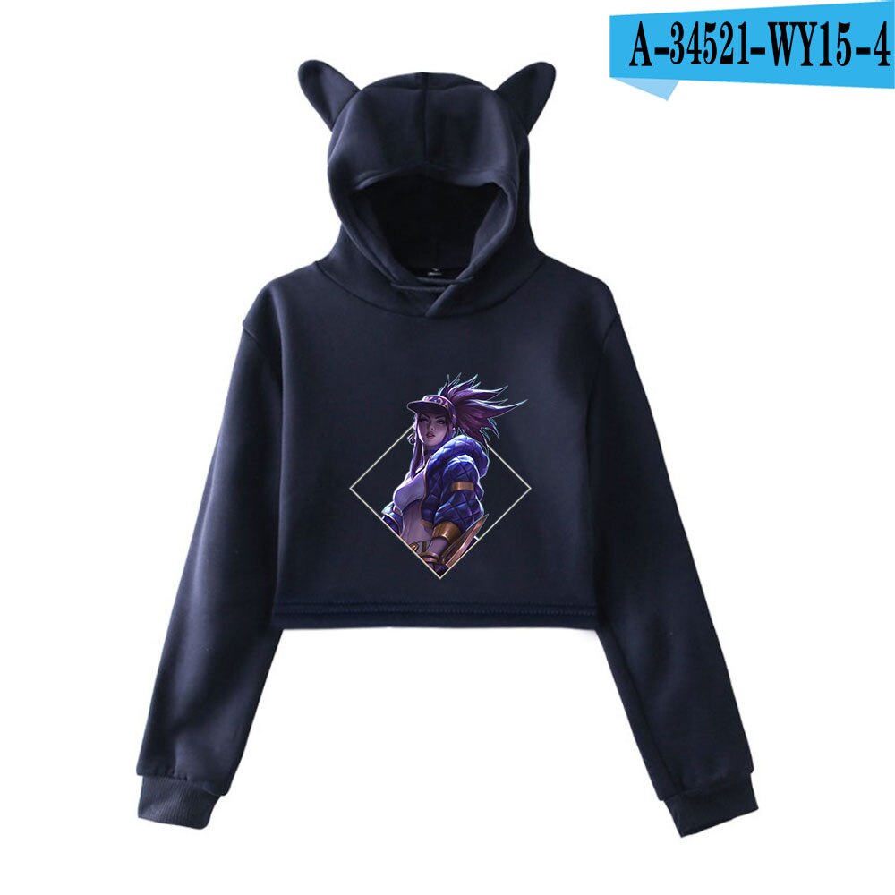 K/DA The Baddest Cat Ear Crop Hoodies Collection - League of Legends Fan Store