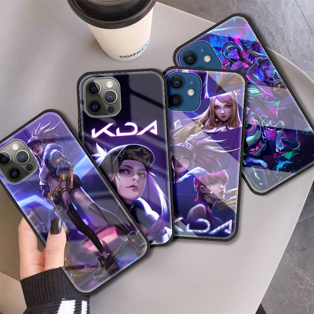 Collection 2 Glass Case For Apple iPhone 11 Pro Max 12 Mini 8 7 XS XR X 6 6S Plus SE 2020 Phone Cover Fundas Capa League Legends LOL Kda - League of Legends Fan Store