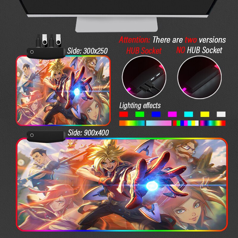 League of Legends Collection 15 RGB Mouse Pad LOL Yasuo Led Desktop Mousepad Glowing Gaming HUB USB 4 Port Carpet - League of Legends Fan Store