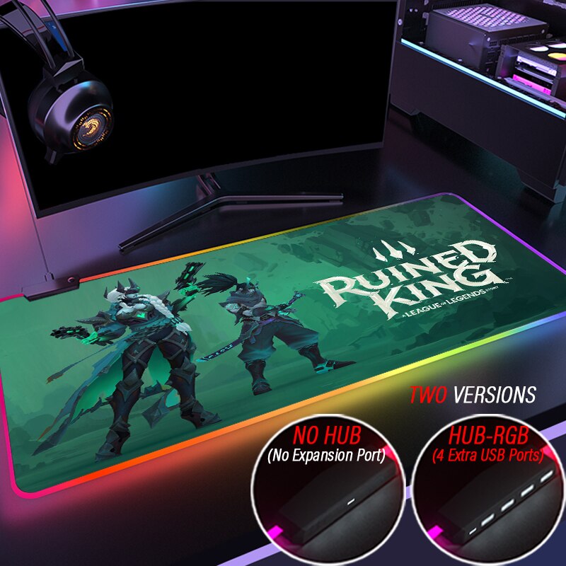 League of Legends Collection 12 RGB Gaming Ruined King A League Of Legends Story Mousepad HUB Custom 4 USB Port JINX Mouse Pad With Backlit Mat - League of Legends Fan Store