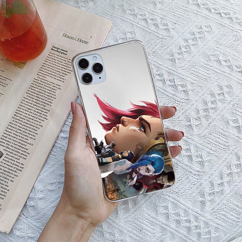 Collection 2 League of Legends Cartoon Arcane Jinx Phone Case For iPhone 11 12 13 Pro Max Mini XR XS X 8 7 Plus Sofe TPU Phone Cover Funda - League of Legends Fan Store