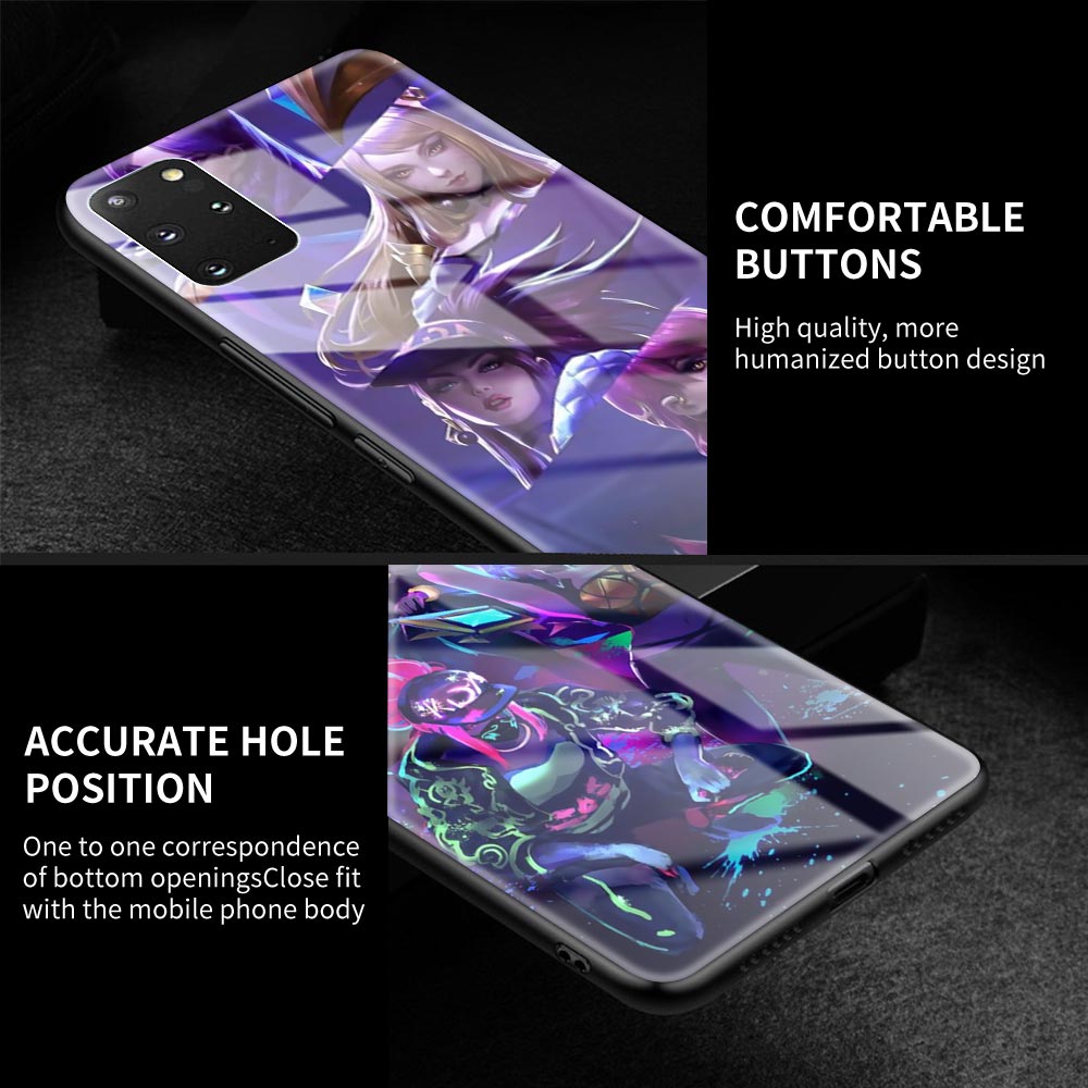 Collection 2 Glass Case For Samsung Galaxy S20 FE S10 S9 S8 Plus Note 20 Ultra 10 Lite 9 8 Phone Cover Shell League Legends LOL Kda Back Capa - League of Legends Fan Store