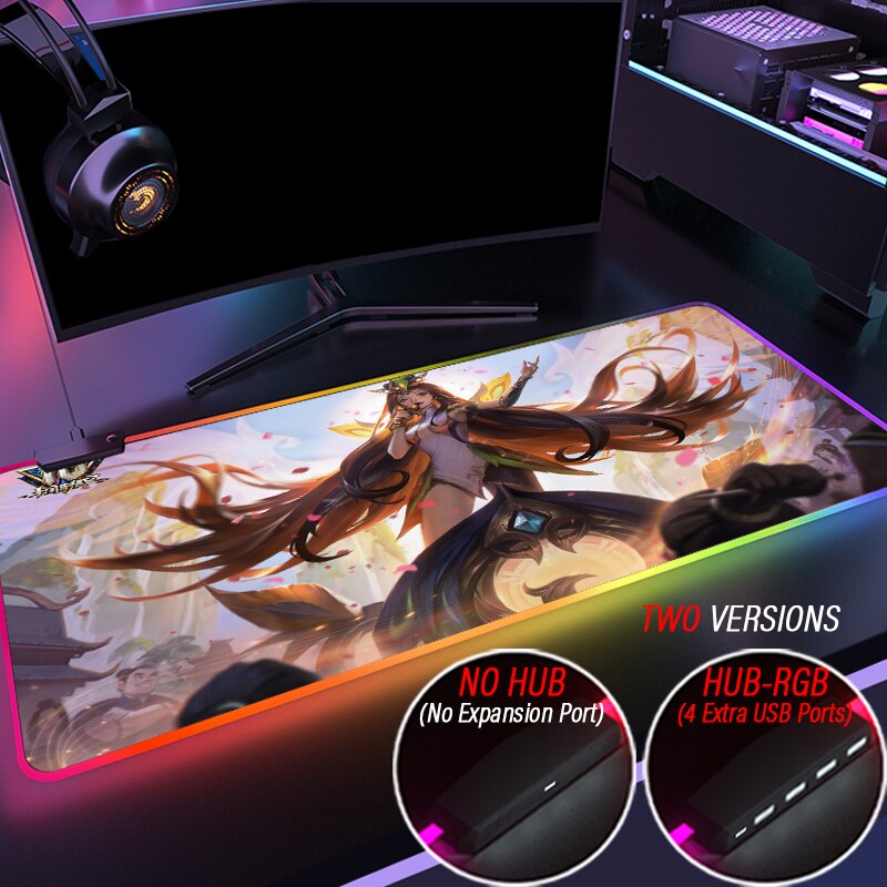 League of Legends Collection 9 RGB Mousepad Large LOL 10th Original Painting LED Mouse Pad With HUB 4 Port USB Mat Desk Mat - League of Legends Fan Store