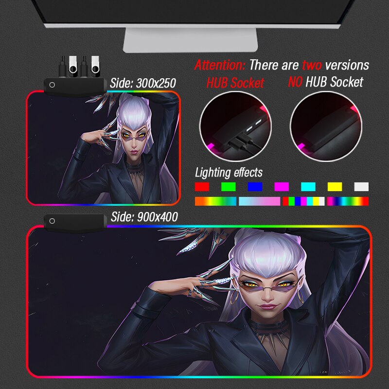 League of Legends KDA Collection 3 Mouse Pad Led Strip HUB 4 in 1 USB 3 Port Carpet Gaming LOL  Custom MousePad RGB Large KDA Akali Desk Mat - League of Legends Fan Store