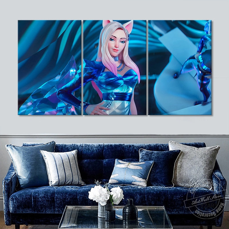 Ahri LOL K/DA ALL OUT Poster - Canvas Painting - League of Legends Fan Store