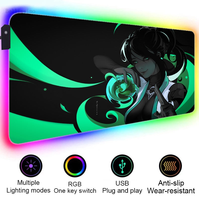 Valorant Rgb Gaming Mousepad All Agents l - Jett Sage Raze Reyna Killjoy Sova Mousepad