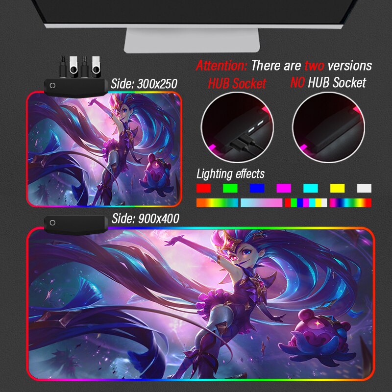 League of Legends Collection 3 Mouse Pad Anime Gaming RGB LOL Mat 4 Port USB Customized Mousepad - League of Legends Fan Store