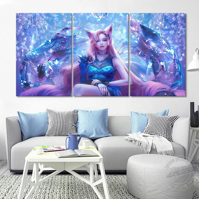 K/DA ALL OUT Ahri Poster - Canvas Painting - League of Legends Fan Store