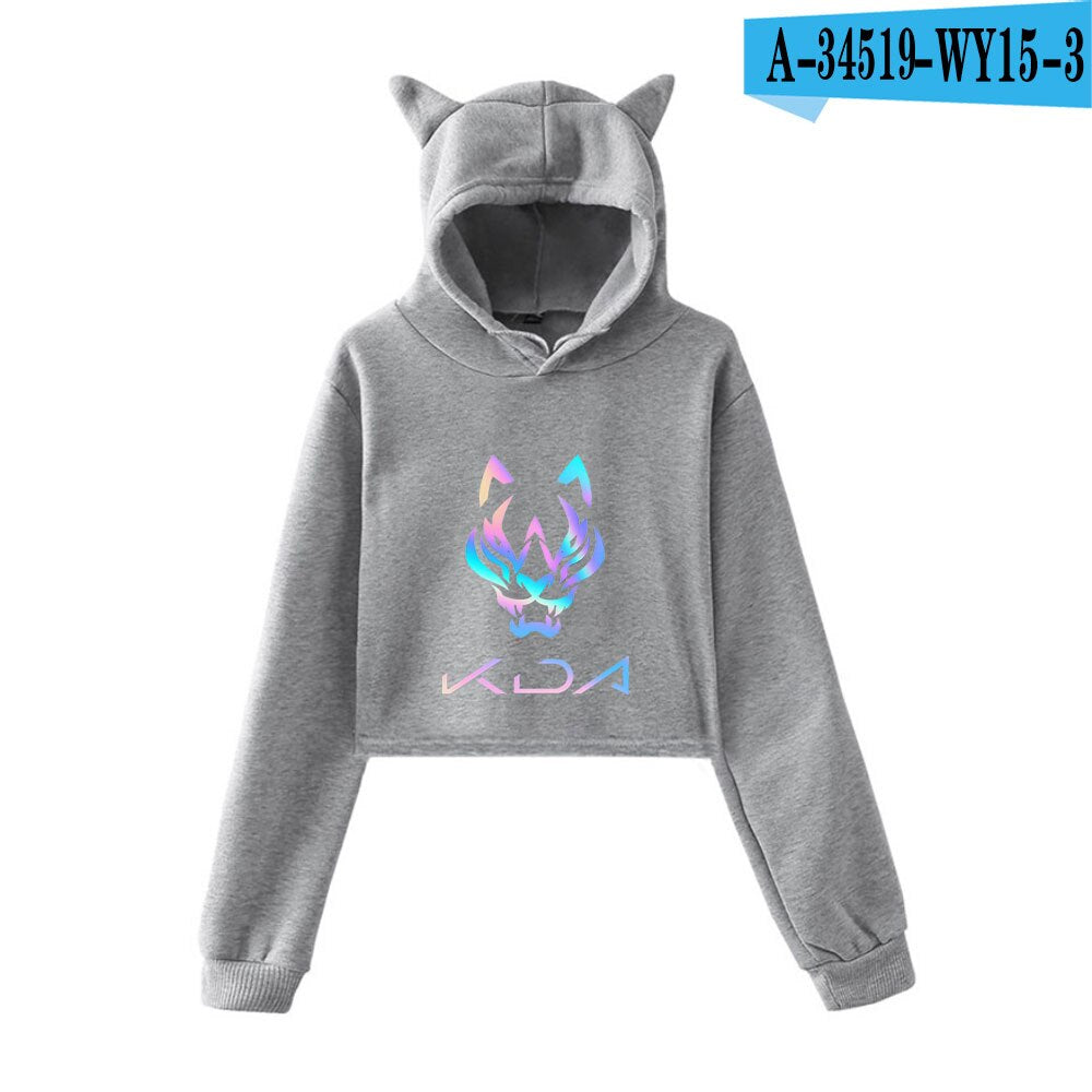 K/DA The Baddest Cat Ear Crop Hoodies Collection - League of Legends Fan Store