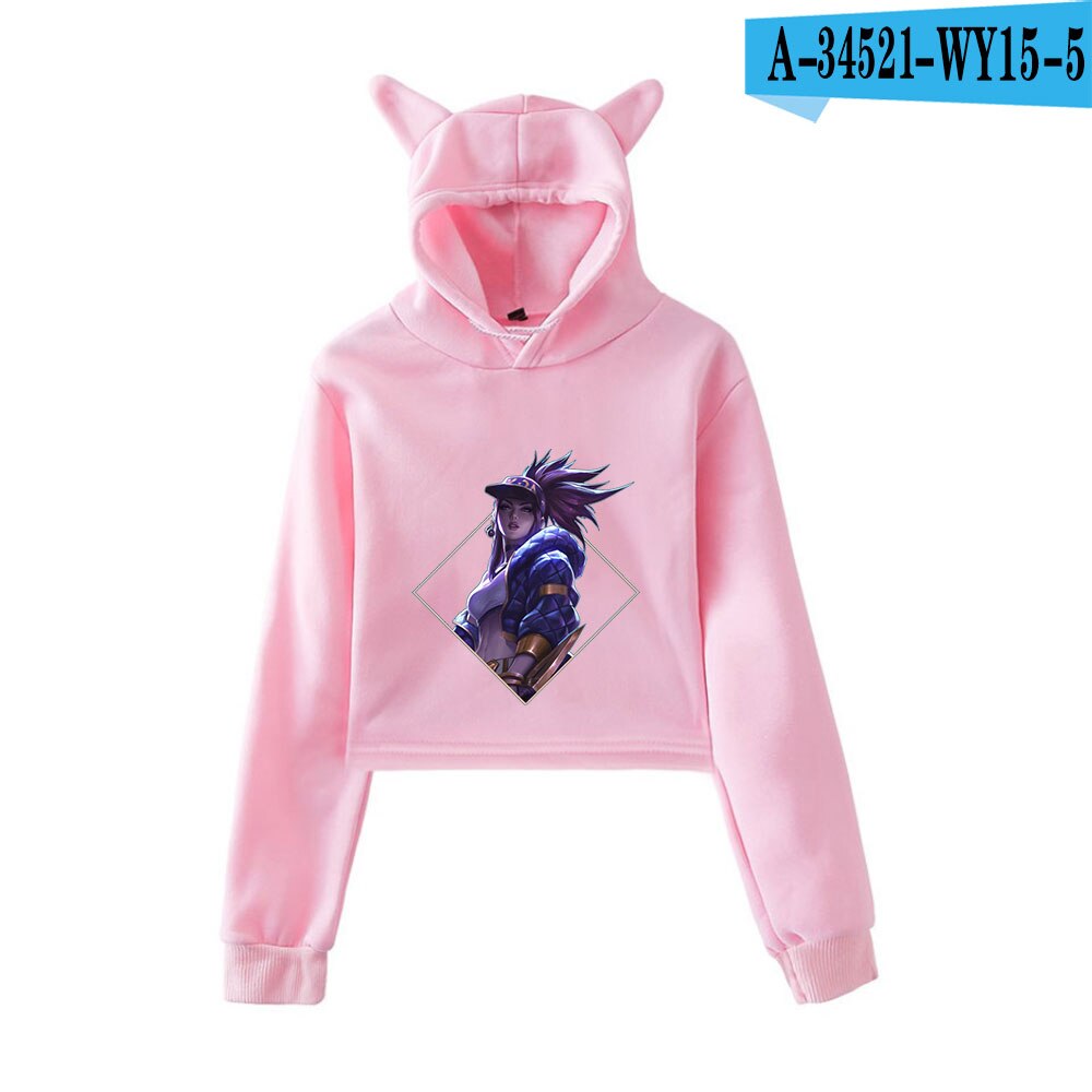 K/DA The Baddest Cat Ear Crop Hoodies Collection - League of Legends Fan Store