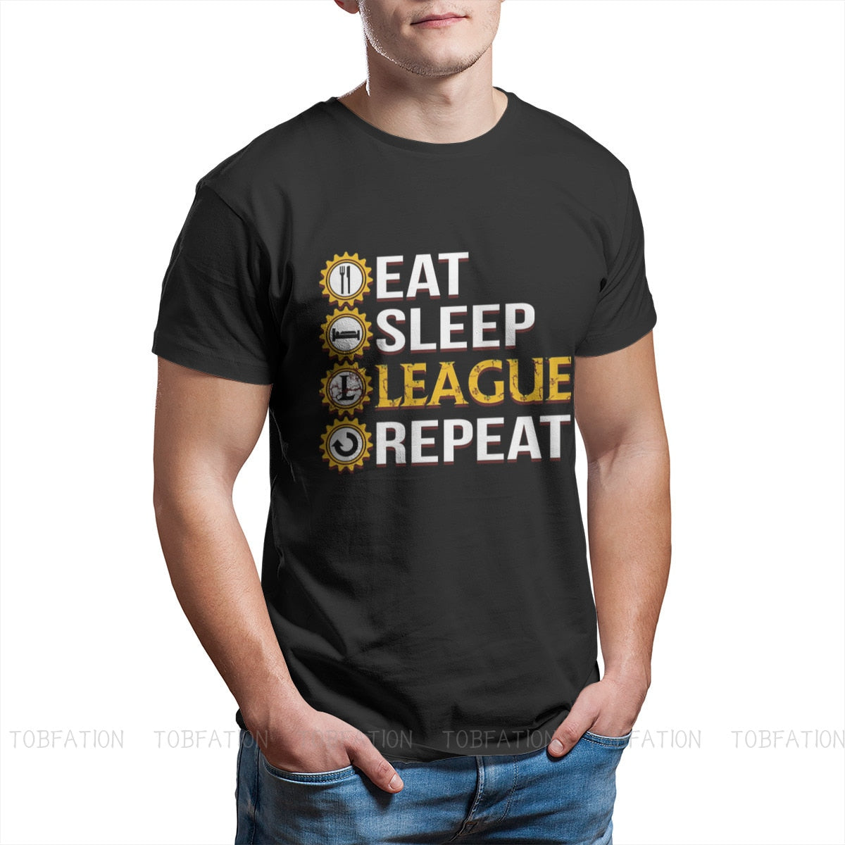 Eat Sleep League Repeat Funny T Shirt - League of Legends Fan Store