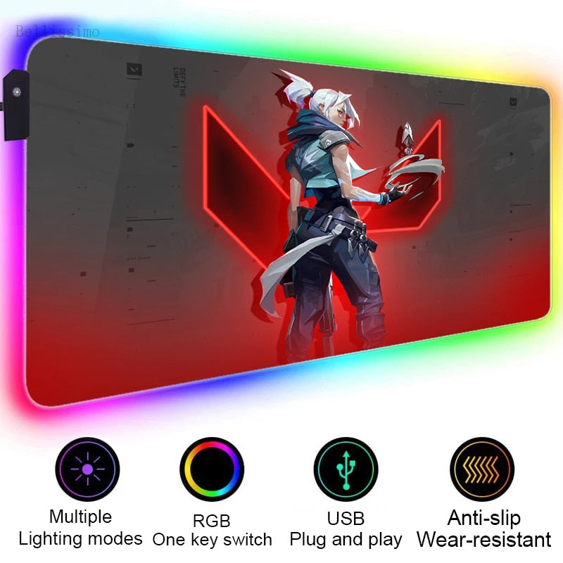 Valorant Rgb Gaming Mousepad All Agents ll - Jett Raze Phoenix Brimstone Mousepad