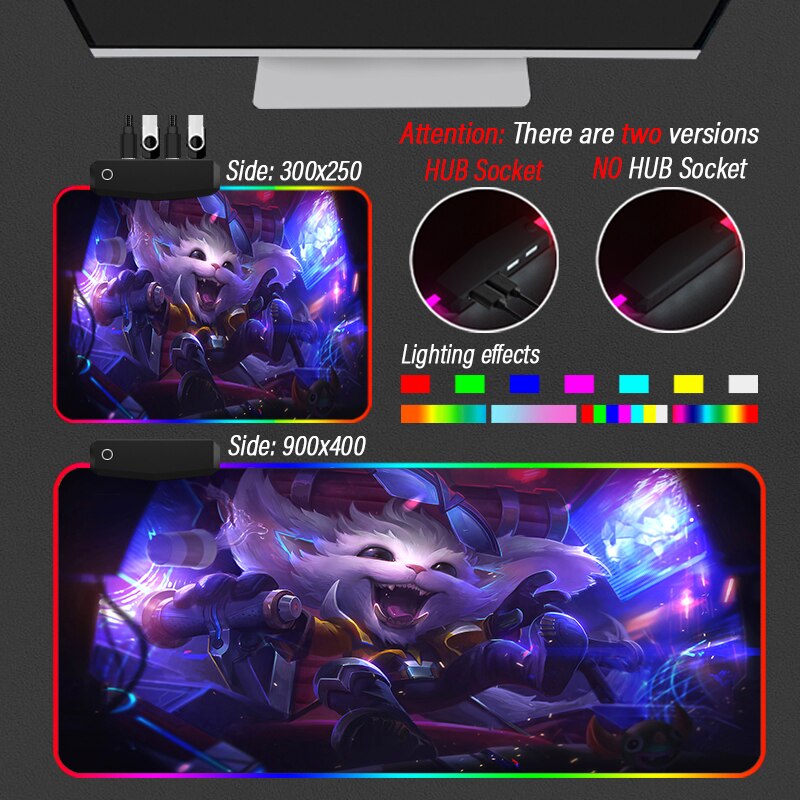 League of Legends Collection 17 RGB Mouse Pad Hi-Speed HUB 4 Port USB LOL Yasuo DIY Mousepad With Backlit Table Carpet - League of Legends Fan Store