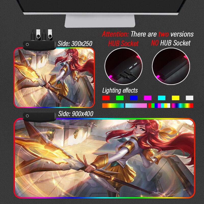 League of Legends Collection 15 RGB Mouse Pad LOL Yasuo Led Desktop Mousepad Glowing Gaming HUB USB 4 Port Carpet - League of Legends Fan Store