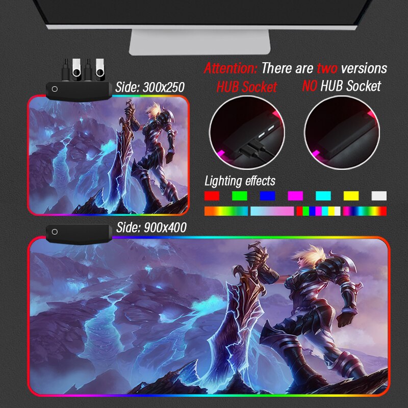 League of Legends Collection 22 RGB Mousepad HUB 4 Port USB LOL Yasuo Led Locking Edge Carpet XXL90x40cm  Mouse Pad - League of Legends Fan Store