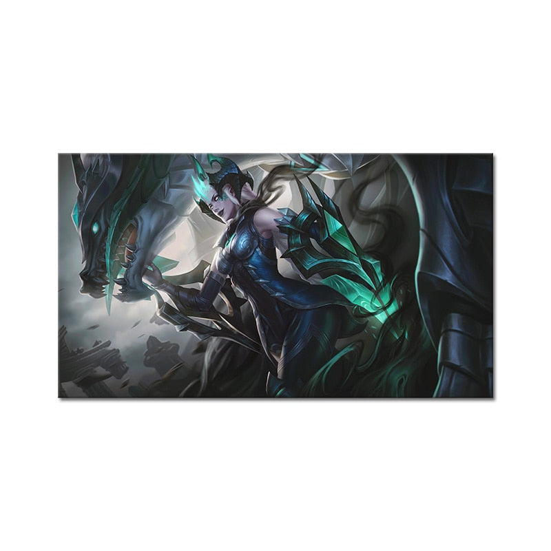 "Ruined" Shyvana "The Half Dragon" Poster - Canvas Painting - League of Legends Fan Store