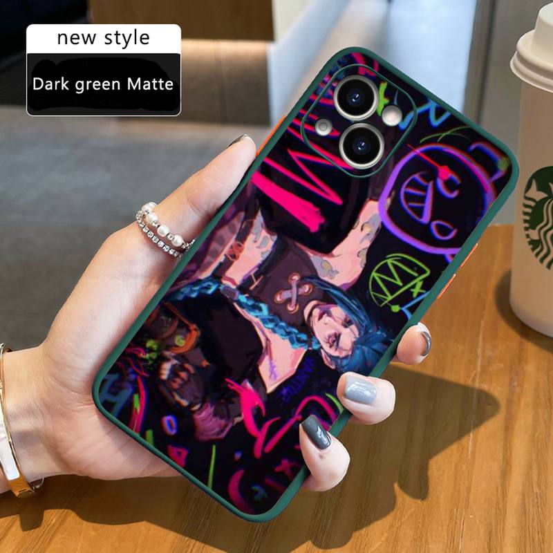 Arcane jinx Phone Case For iPhone 12 11 Mini Pro XR XS Max 7 8 Plus X Matte transparent Back Cover - League of Legends Fan Store