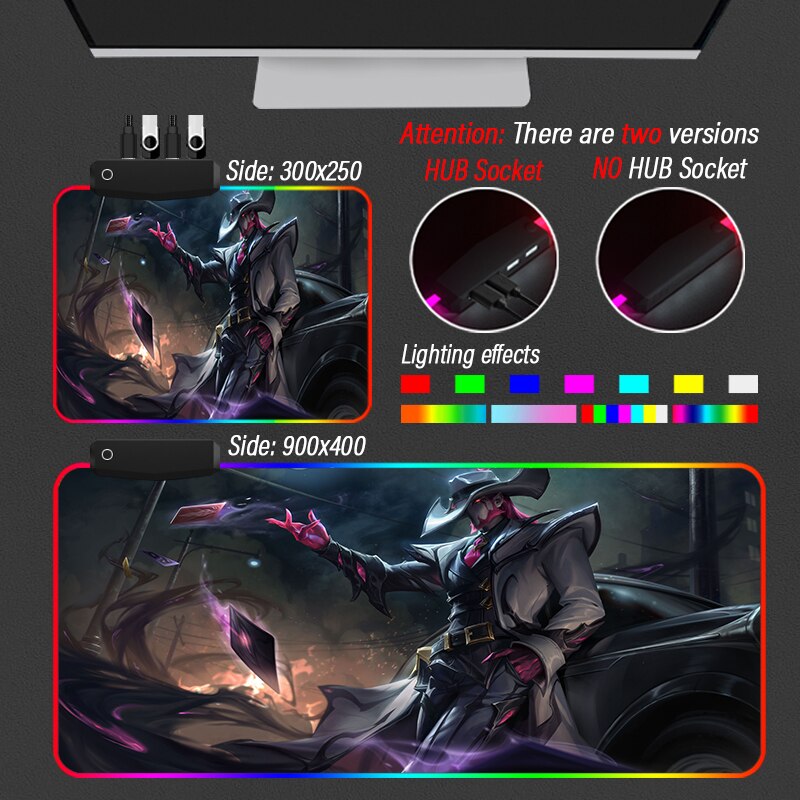 League of Legends Collection 9 RGB Mousepad Large LOL 10th Original Painting LED Mouse Pad With HUB 4 Port USB Mat Desk Mat - League of Legends Fan Store