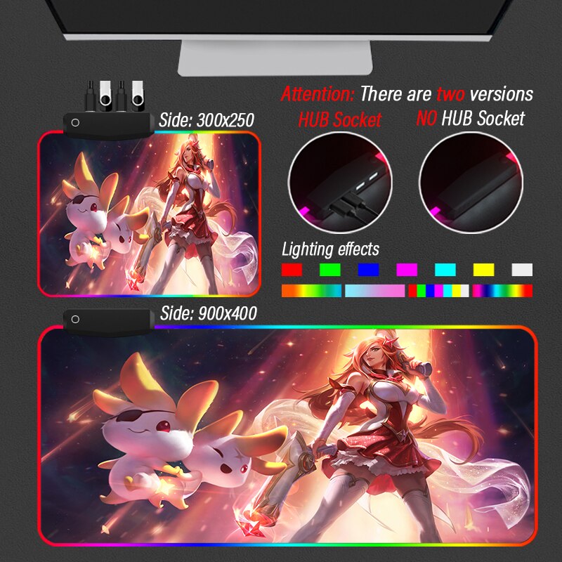 League of Legends Collection 3 Mouse Pad Anime Gaming RGB LOL Mat 4 Port USB Customized Mousepad - League of Legends Fan Store