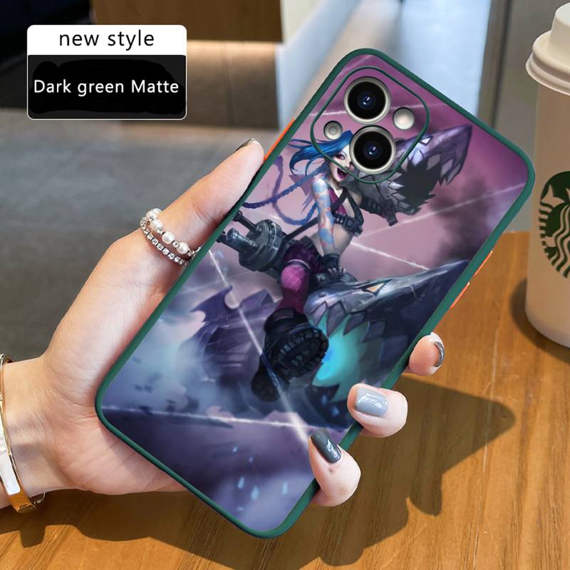 Arcane jinx Phone Case For iPhone 12 11 Mini Pro XR XS Max 7 8 Plus X Matte transparent Back Cover - League of Legends Fan Store