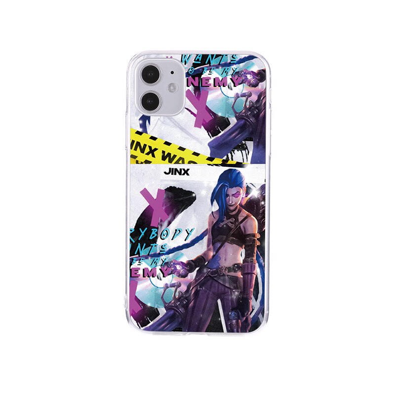 League of Legends Cartoon Arcane Jinx Phone Case For iPhone 11 12 13 Pro Max Mini XR XS X 8 7 Plus Sofe TPU Phone Cover Funda - League of Legends Fan Store