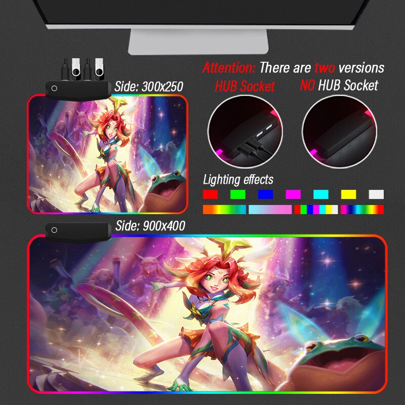 League of Legends Collection 3 Mouse Pad Anime Gaming RGB LOL Mat 4 Port USB Customized Mousepad - League of Legends Fan Store