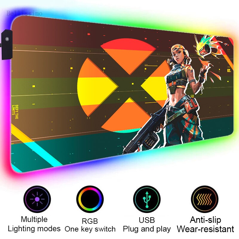 Valorant Rgb Gaming Mousepad All Agents ll - Jett Raze Phoenix Brimstone Mousepad