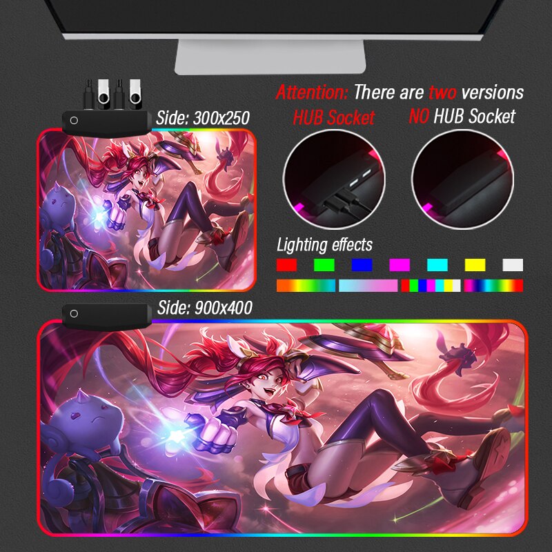 League of Legends Collection 3 Mouse Pad Anime Gaming RGB LOL Mat 4 Port USB Customized Mousepad - League of Legends Fan Store